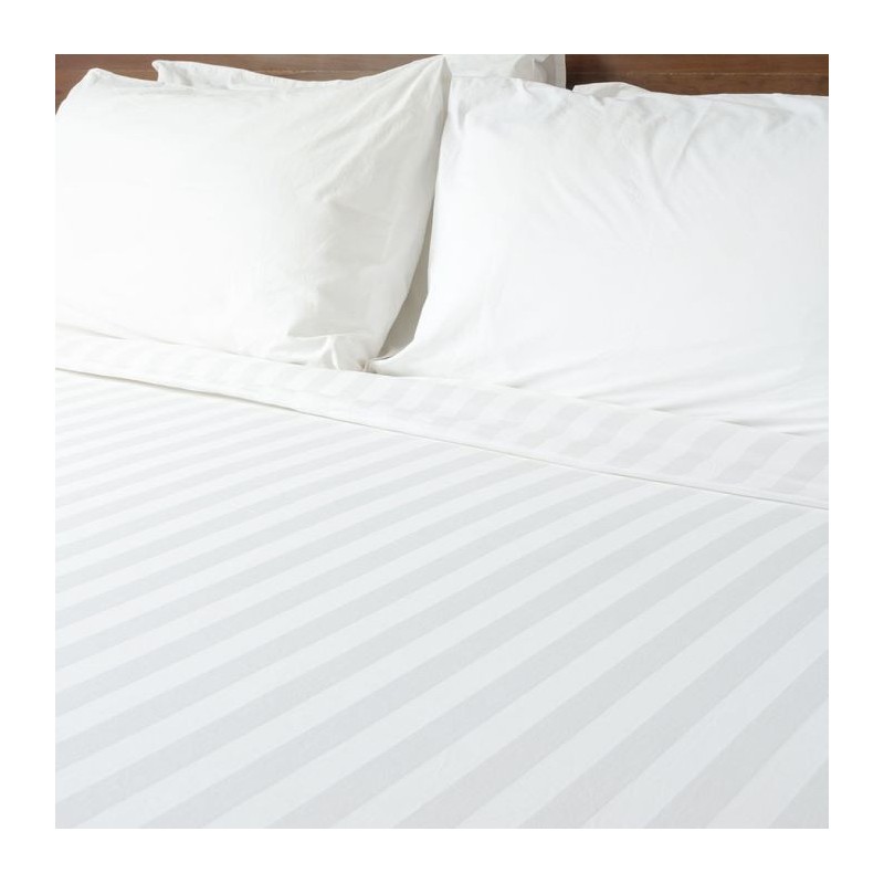 Drap d'hôtellerie Percale de coton rayée - Comptoir Textile Hôtelier