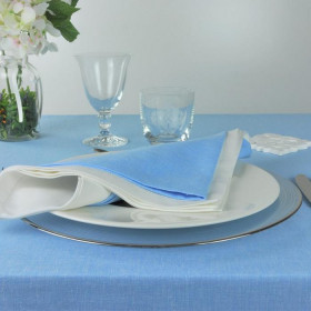 serviette-restaurant-lin-polyester-bleu